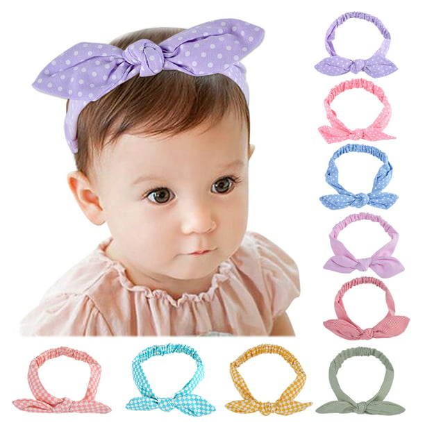 9PCS Baby Girls Headbands with Baby Bows Headband with Flower Nylon Head Wrap